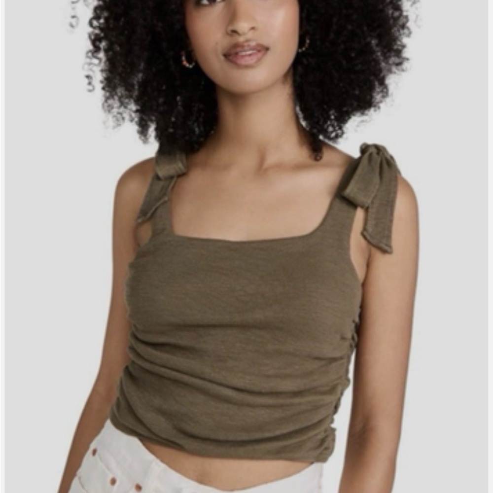 Free People Boulevard Tank Top Small Oregano Square Neck Ribbed